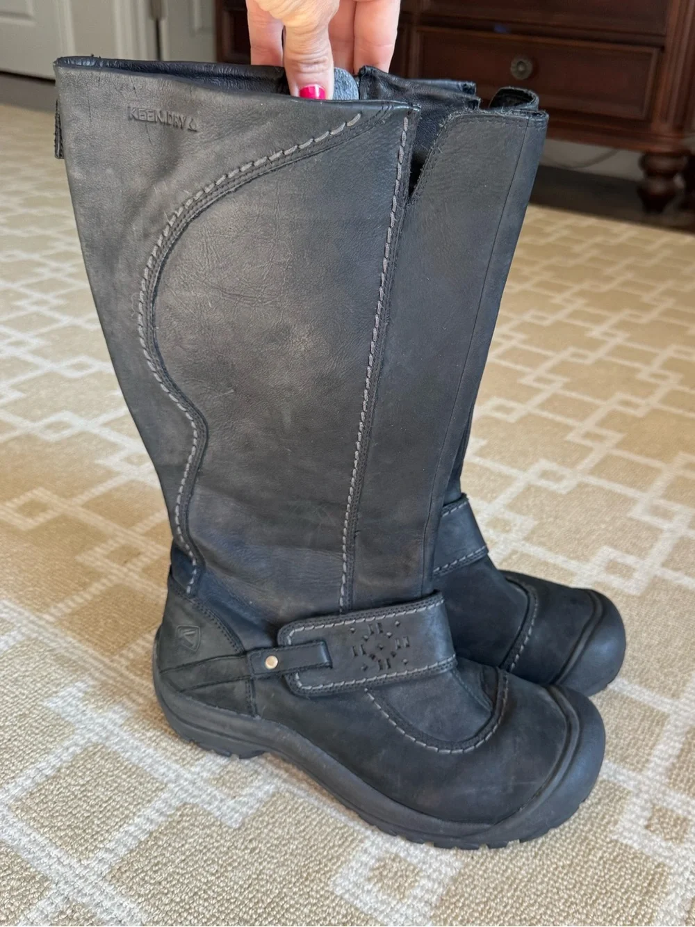 KEEN Black Leather KEEN.DRY Tall Waterproof Boots Comfort Winter Women’s 10